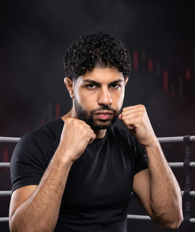 Adeel in a guard stance in a TFC ring